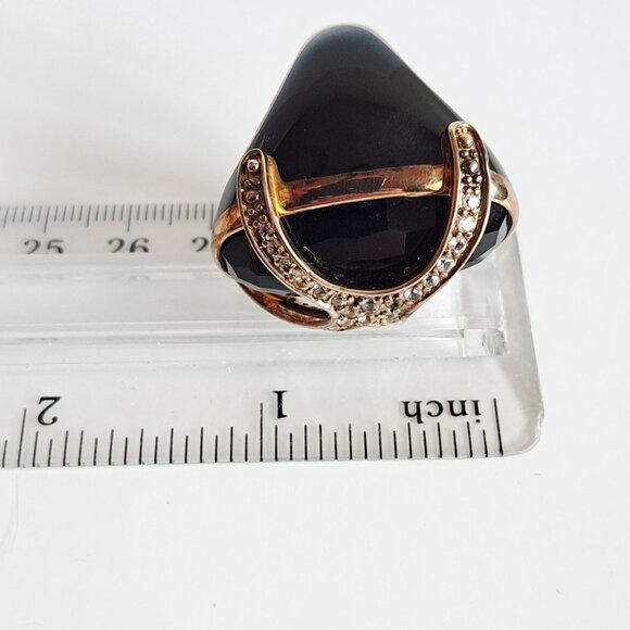 New Angelique de Paris Large Black Gold Plated Cage Ring Size 6 - Picture 11 of 15